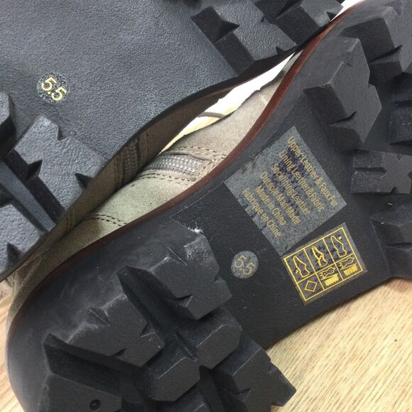 Jeffrey Campbell Stanley Faux Fur Trim Lace Up Hiker Boots Suede Taupe Beige 5.5 - Picture 11 of 14